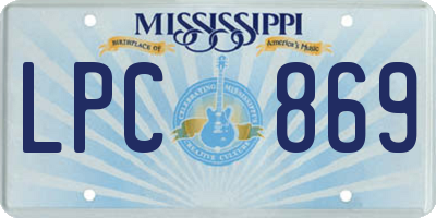MS license plate LPC869