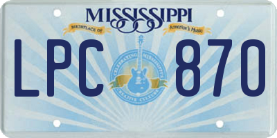 MS license plate LPC870