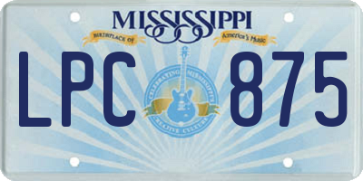 MS license plate LPC875