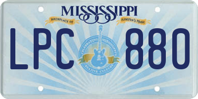 MS license plate LPC880