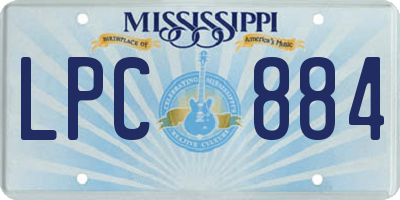 MS license plate LPC884