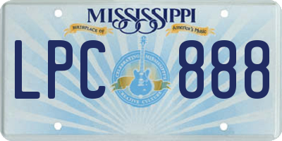 MS license plate LPC888