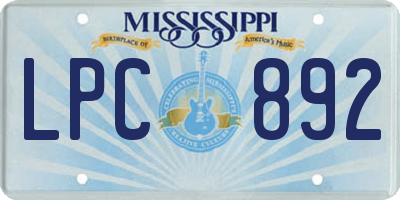 MS license plate LPC892