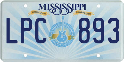 MS license plate LPC893