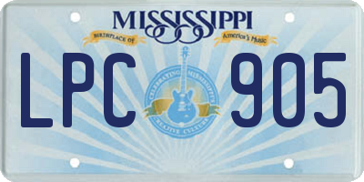 MS license plate LPC905