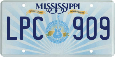 MS license plate LPC909