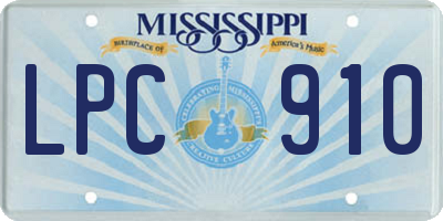 MS license plate LPC910