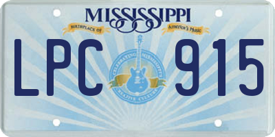 MS license plate LPC915