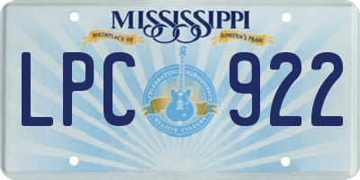 MS license plate LPC922