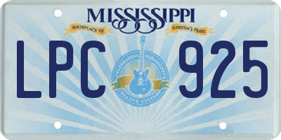 MS license plate LPC925