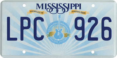 MS license plate LPC926