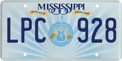 MS license plate LPC928