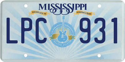 MS license plate LPC931