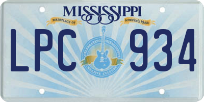 MS license plate LPC934