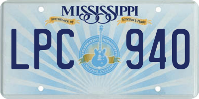 MS license plate LPC940