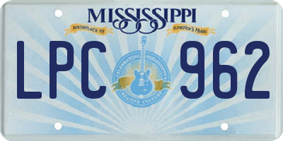 MS license plate LPC962