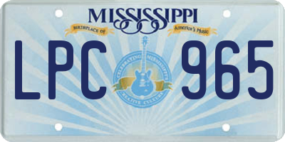 MS license plate LPC965