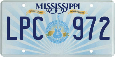 MS license plate LPC972