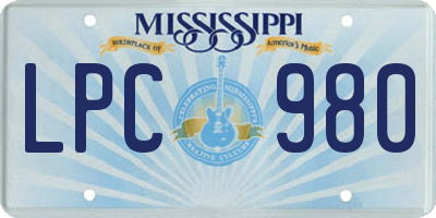 MS license plate LPC980