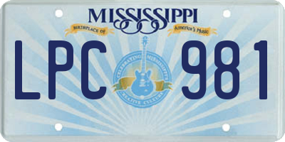 MS license plate LPC981