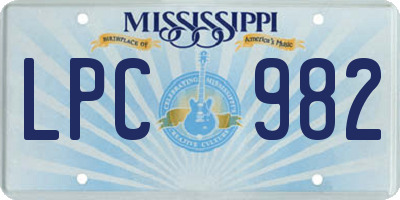 MS license plate LPC982