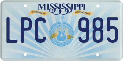 MS license plate LPC985