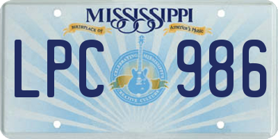 MS license plate LPC986