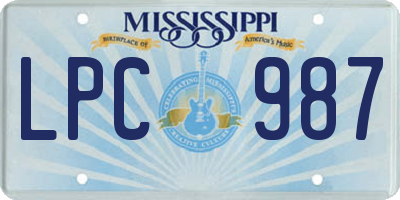 MS license plate LPC987