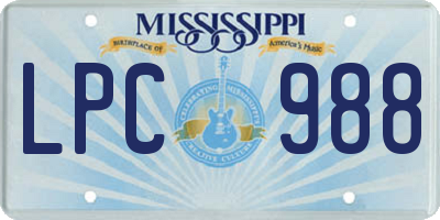 MS license plate LPC988