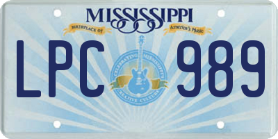MS license plate LPC989