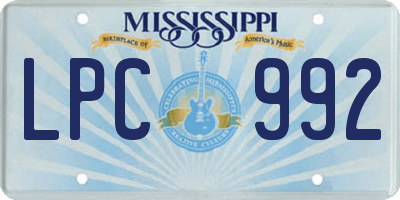 MS license plate LPC992