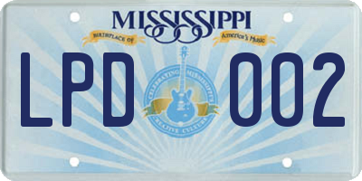 MS license plate LPD002