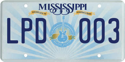 MS license plate LPD003