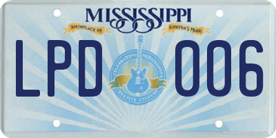 MS license plate LPD006