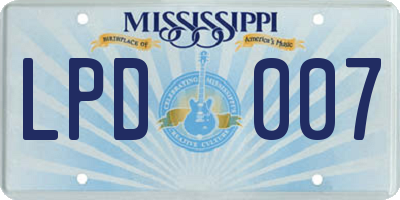 MS license plate LPD007