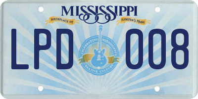 MS license plate LPD008