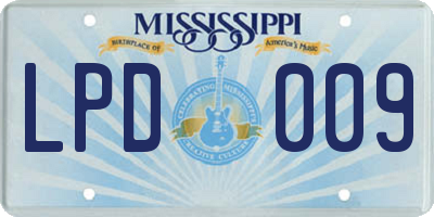 MS license plate LPD009