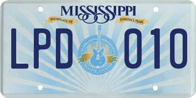 MS license plate LPD010
