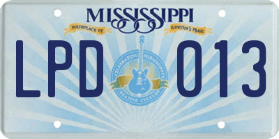 MS license plate LPD013