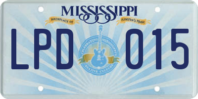 MS license plate LPD015
