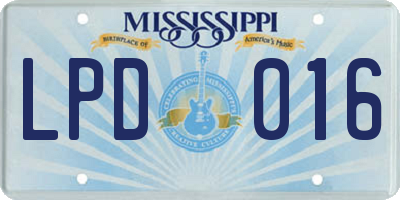 MS license plate LPD016