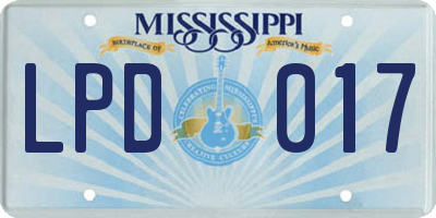 MS license plate LPD017