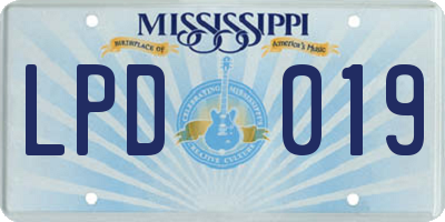 MS license plate LPD019