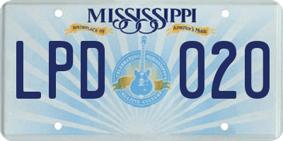 MS license plate LPD020