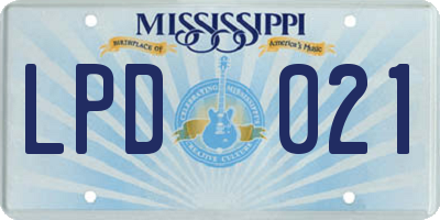 MS license plate LPD021
