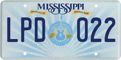 MS license plate LPD022