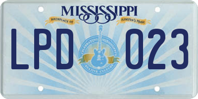 MS license plate LPD023