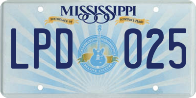 MS license plate LPD025
