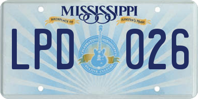 MS license plate LPD026