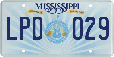 MS license plate LPD029
